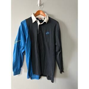 Vintage Nike Sport Classics Rugby Shirt 90s Colorblock Black Blue L